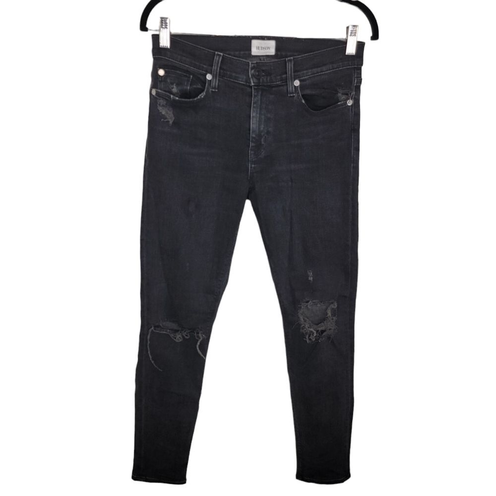 Hudson Nico Mid-Rise Ankle Super Skinny destroyed denim jeans size 27